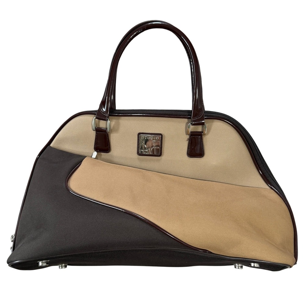 DVF Diane Von Furstenberg Weekender Travel Bag Carry On Duffel Brown Tan